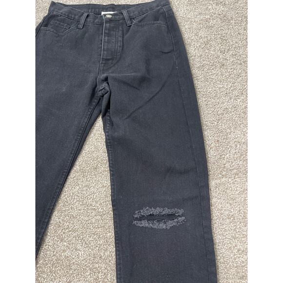 Princess Polly Women's Raw Hem Distress High Waist Punk Western Jeans Black 6 - Picture 2 of 12